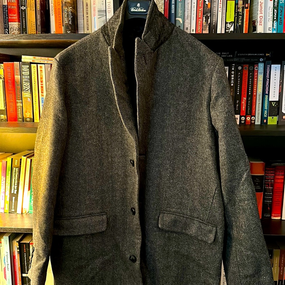 Bonobos Charcoal Herringbone Italian Wool Topcoat